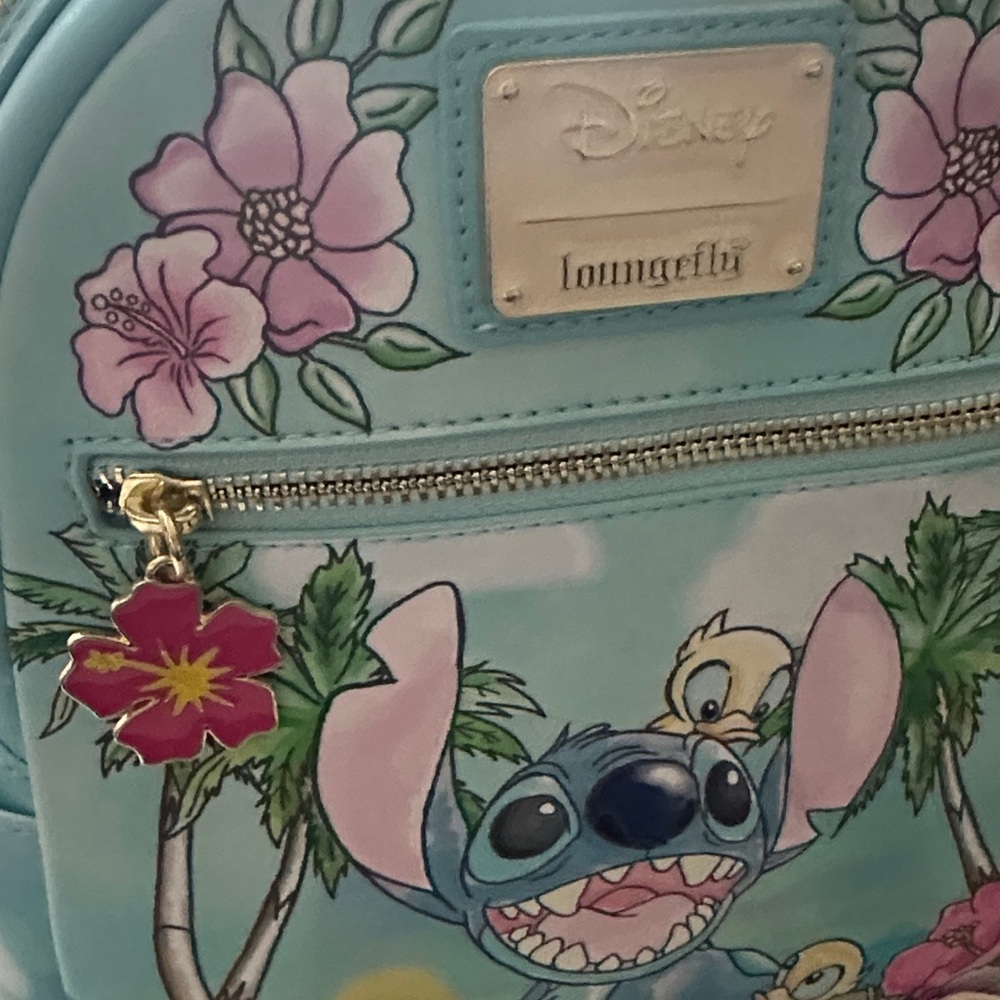 Loungefly Disney Stitch Floral with ducks Backpack and Wallet - NWT - Picture 6 of 6